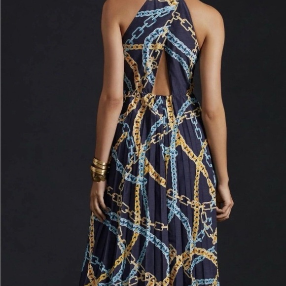 Anthropologie Dresses & Skirts - 💋NWT💋Anthropologie Navy Chain-Print Backless Halter Maxi Dress 076